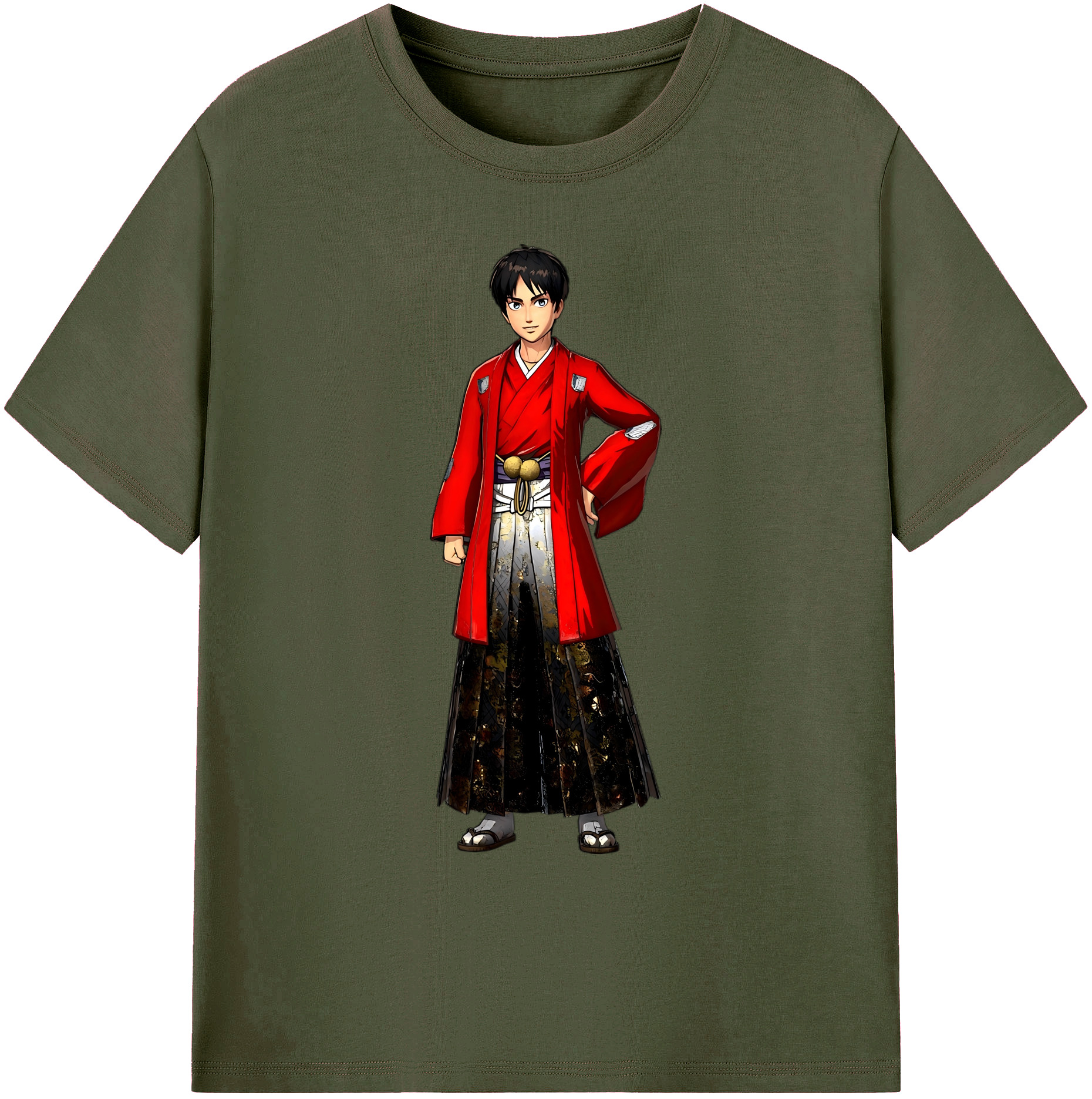 （画像用） 進撃の巨人 エレン･イェーガー Attack on Titan Eren Jäger 綿100％ メンズ半袖Tシャツ｜肌触りやわらか＆通気性